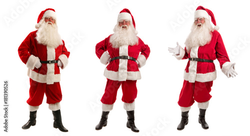 Three Santa Claus in Christmas Costume - Full Length