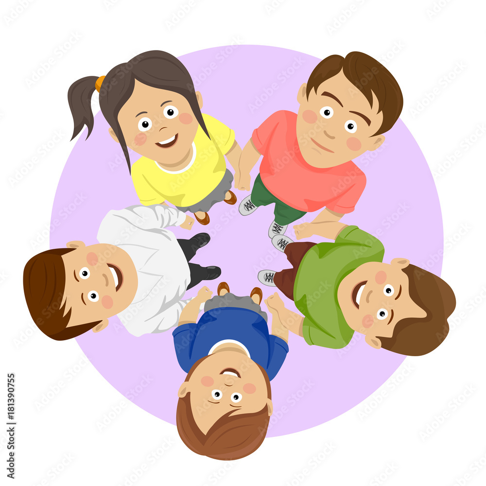 Group of happy young students showing unity. Top view of group of young people putting their hands together Group of happy young students showing unity. Top view of group of young people putting their hands together