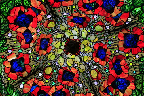 Photography stained-glass window from multicolored glasses