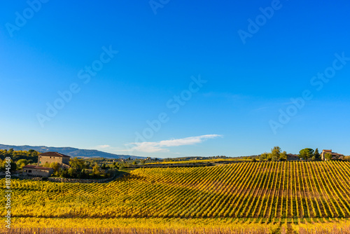 Cuadro en lienzo Tuscany landscape at sunset in autumn