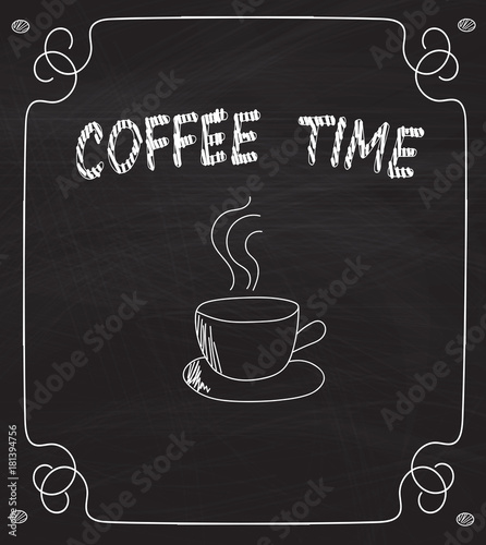 Coffee cup on the blackboard, vector