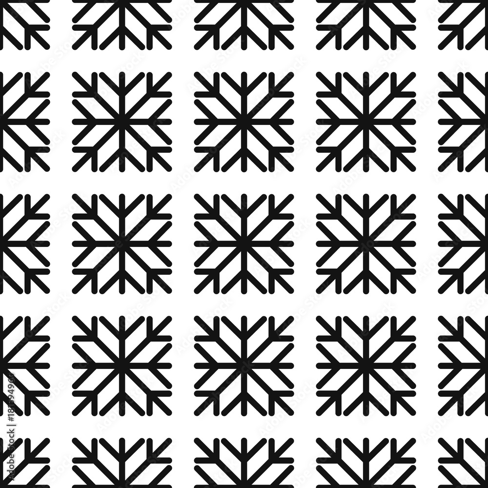 Seamless pattern of geometric snowflake. square snowflakes. Vector Eps-10