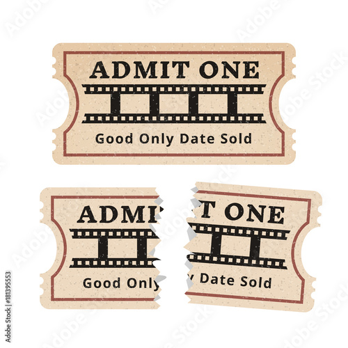 Ripped vintage paper ticket stub.