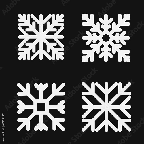 Set square snowflake. Flat icon. Vector