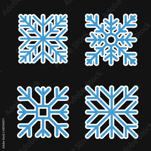 Set square snowflake. Flat icon. Vector