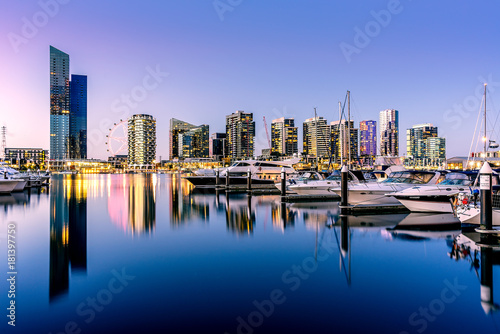 Yara River in Sunset and Clear Sky at Dockland, Melbourne, Australia photo