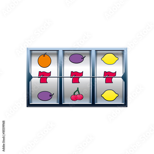 Slot machine with lucky sevens jackpot. Vector illustration.