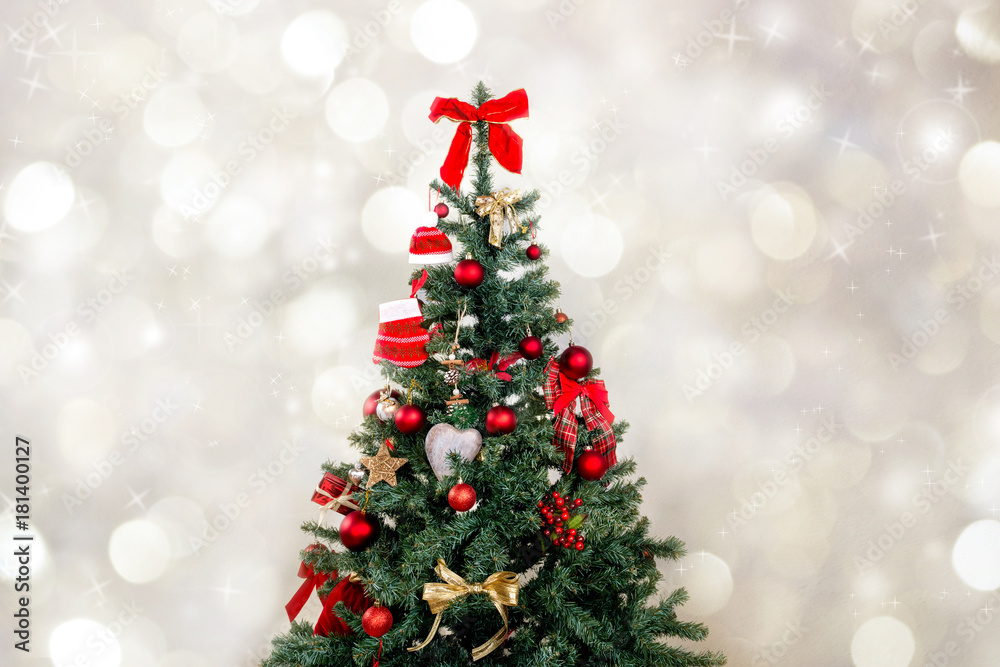 Christmas background - baubles and christmas tree Christmas background - baubles and christmas tree