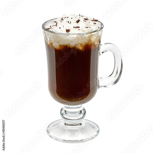 Irish coffee isolated on white background including clipping path