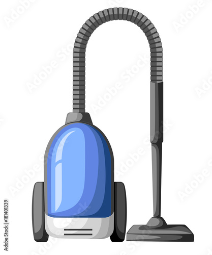 Vacuum cleaner icon isolated on white. Electrical vacuum cleaner hoover. Equipment for house cleaning tool device. Domestic cleaning machine symbol sign in flat style. Vacuum sweeper. Vector.