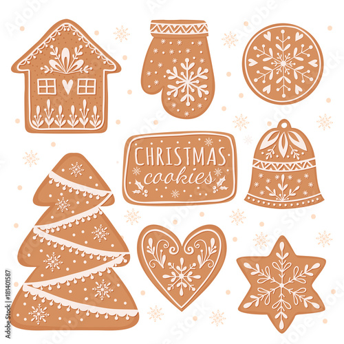 Gingerbread set. Vector