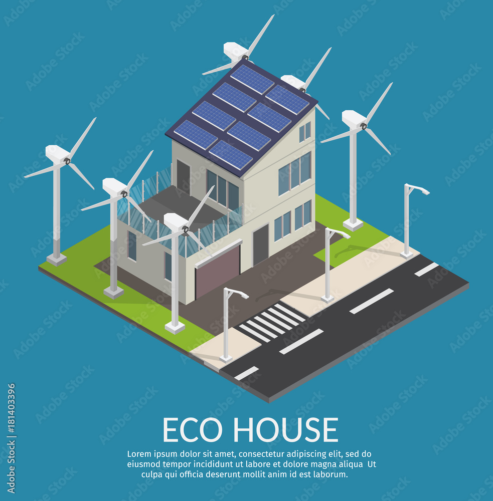 Isometric Ecology home infographic concept of technology system air conditioning security lighting vector set. Isometric Ecology home infographic concept of technology system air conditioning security lighting vector set.