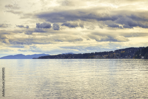 View of the Pacific shore taken from the town of Ladysmith, BC, Canada