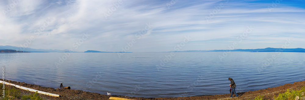 Panoramic view of qualicum beach in vancouver island, BC, canada