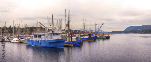 Panoramic view of Ladysmith marina, taken in Vancouver Island, BC, Canada photo