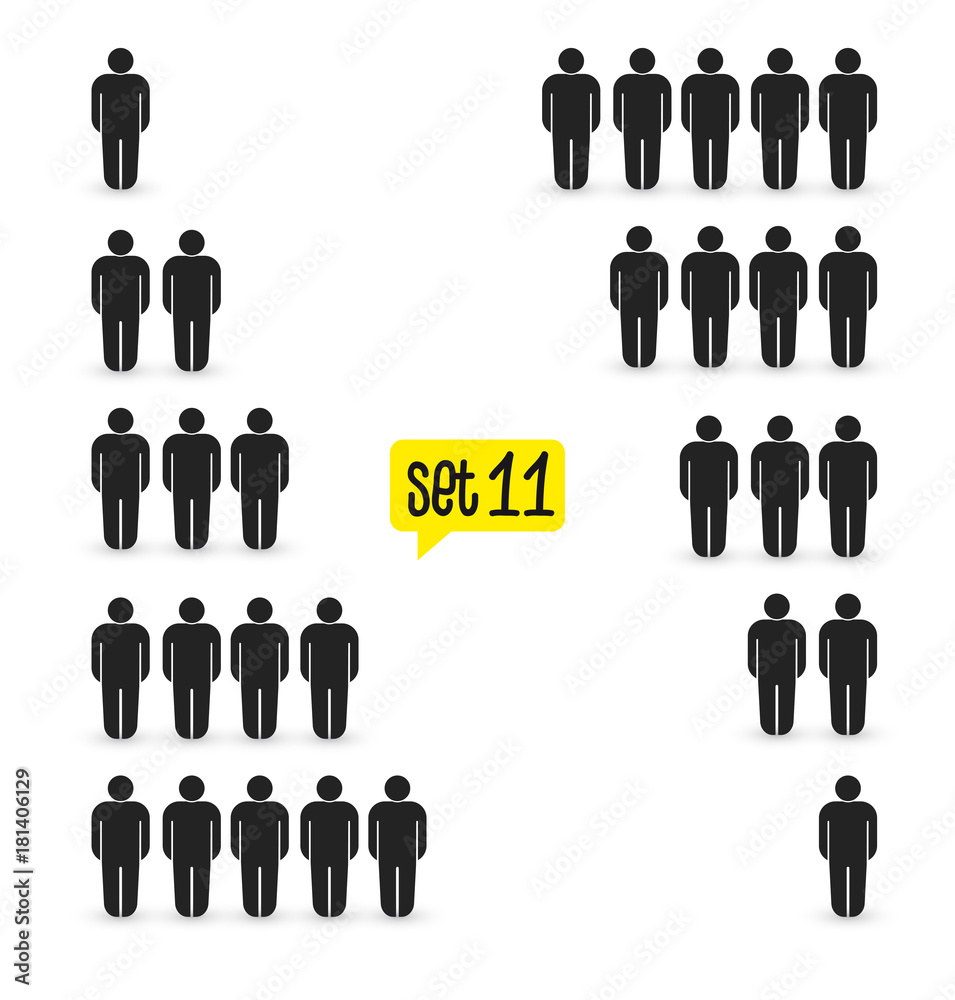 Work Group Structures People icons set. Organizational and work group structure hierarchical ...