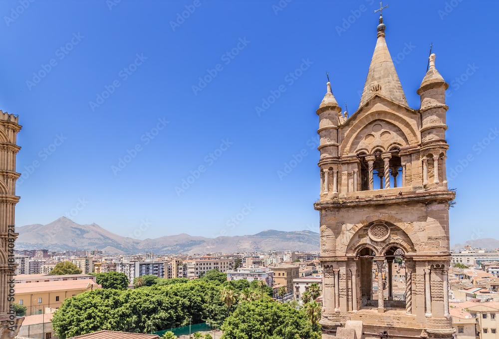 Palermo, Sicily, Italy. The Cathedral and view of the city