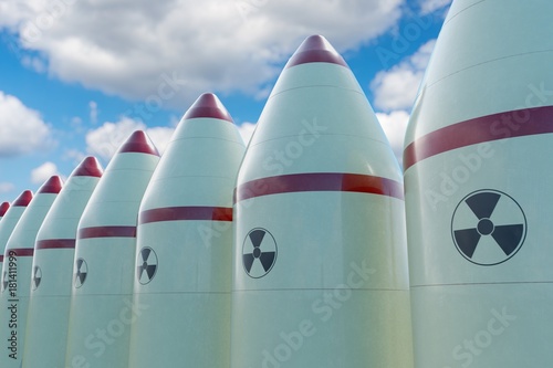 Many nuclear missiles. 3D rendered illustration. photo
