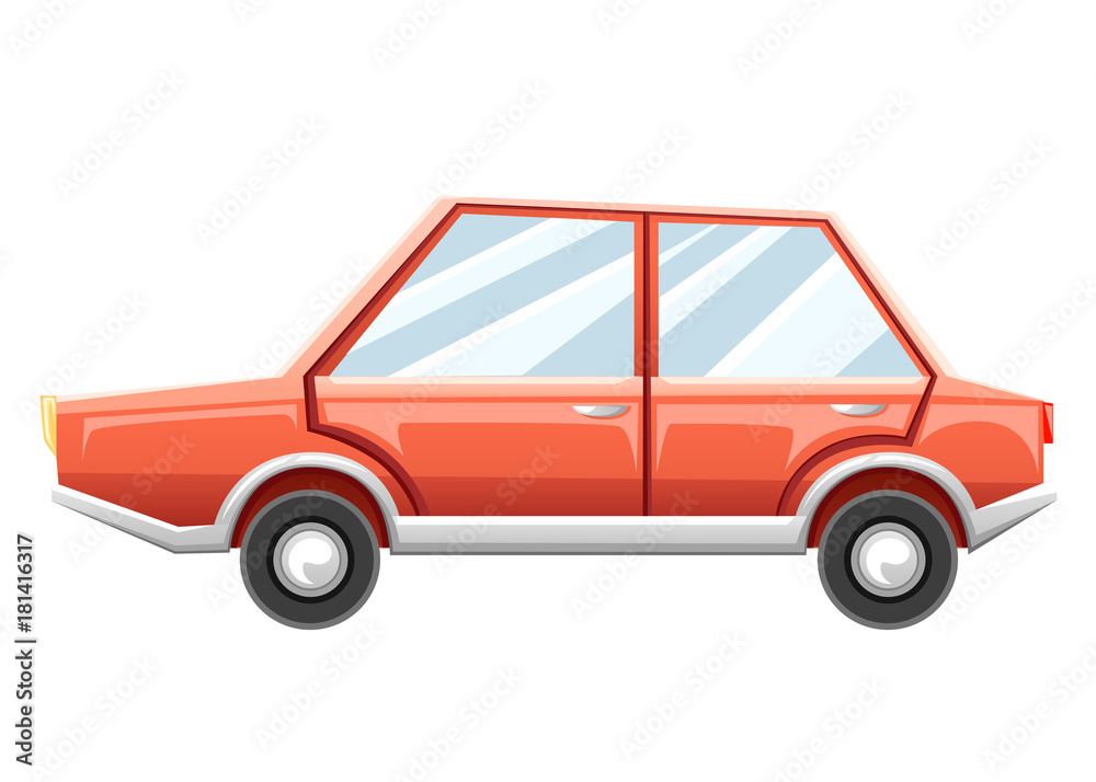 Cartoon Car Isolated on White Background. Red car Web site page and mobile app design Cartoon Car Isolated on White Background. Red car Web site page and mobile app design