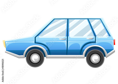 Cartoon Car Isolated on White Background. blue car Web site page and mobile app design