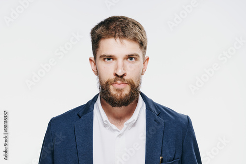 Business man with beard on white isolated background