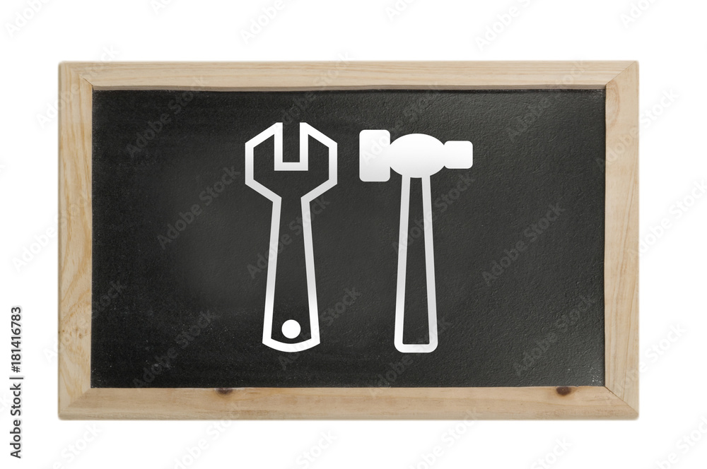Werkzeuge auf Tafel - Symbolfoto für Arbeit Werkzeuge auf Tafel - Symbolfoto für Arbeit