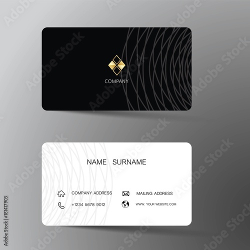Modern business card template design. With inspiration from the abstract. Contact card for company. Two sided black and white . Vector illustration. 