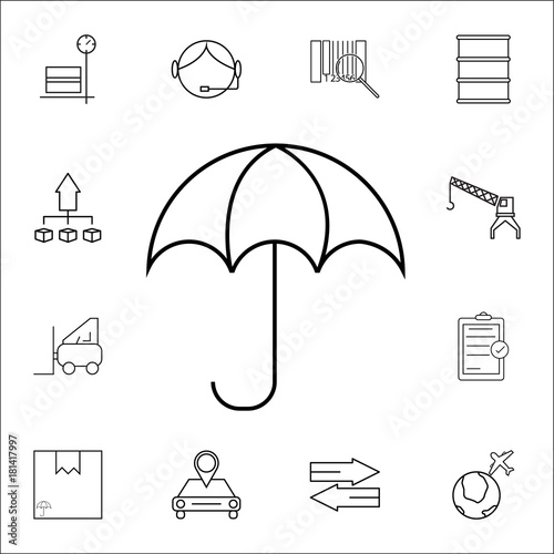 Umbrella icon. Set of Logistic icons. Premium quality graphic design. Signs, outline symbols collection, simple thin line icon for websites, web design, mobile app, info graphics icon photo