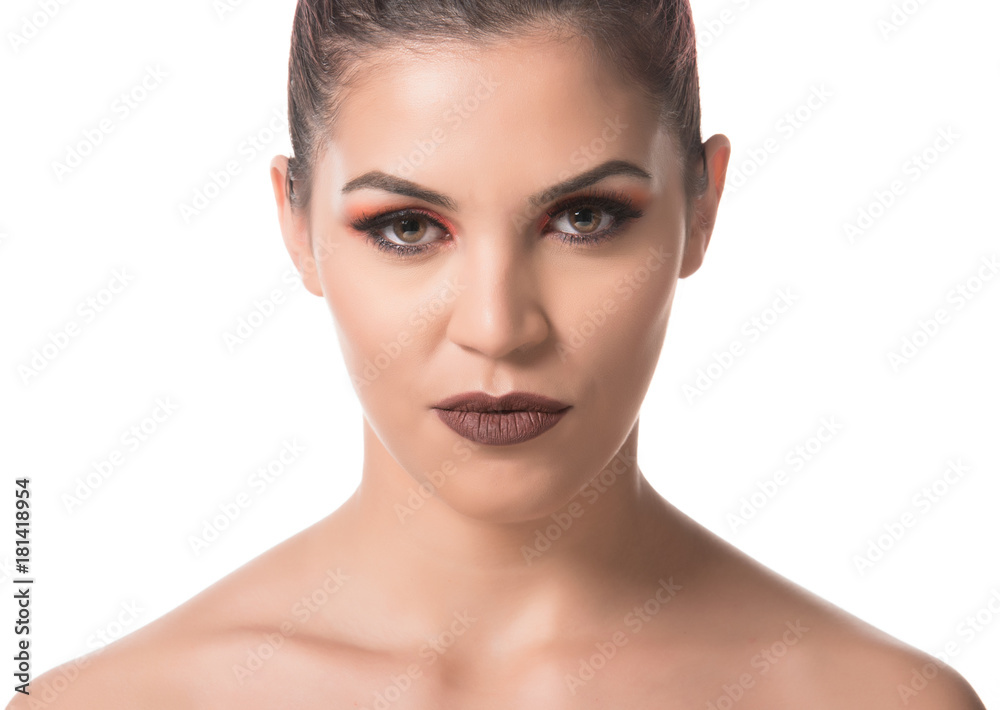 Beautiful woman on thr white Beautiful woman on thr white