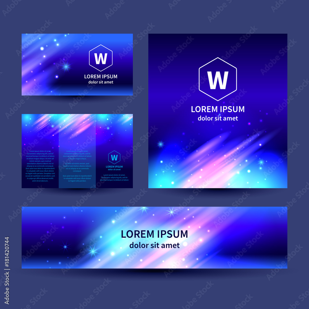Fototapeta premium Set of abstract background or business card templates, vector illustration