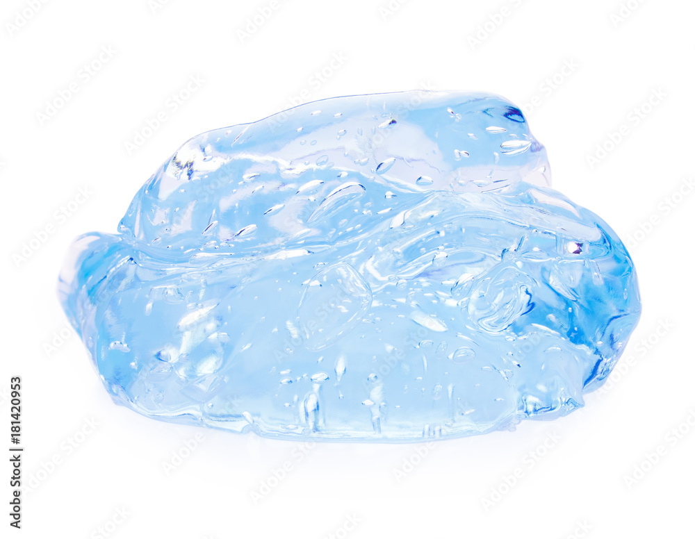 Pile of blue gel cream cosmetic bubble isolated on white background photo object design