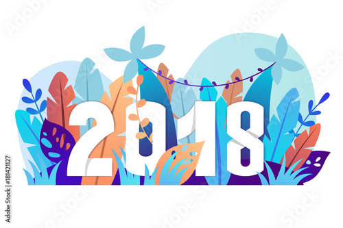 2018 year. new Year. tropics. background. vector illustration