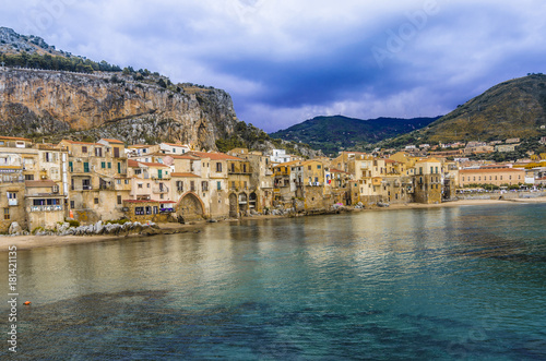 view of traditional houses near the sea cefalu