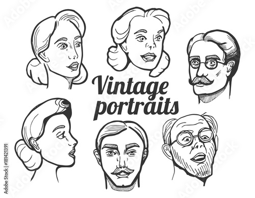 male and female vintage portraits