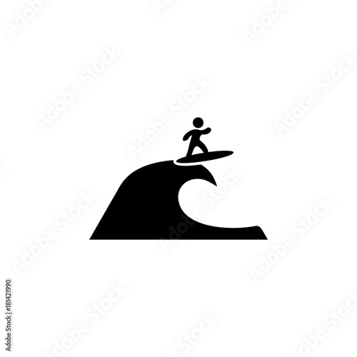 surfer on the wave icon. Beach holidays simple icon. Travel element icon. Premium quality graphic design. Signs, outline symbols collection icon for websites, web design