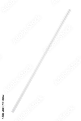 White plastic drinking straw isolated on white background