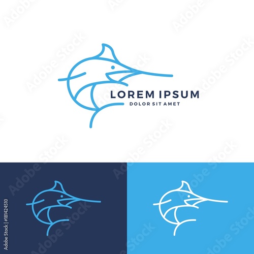 marlin fish logo vector icon line art outline download