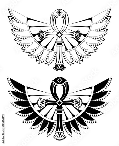 Two ankhs with wings