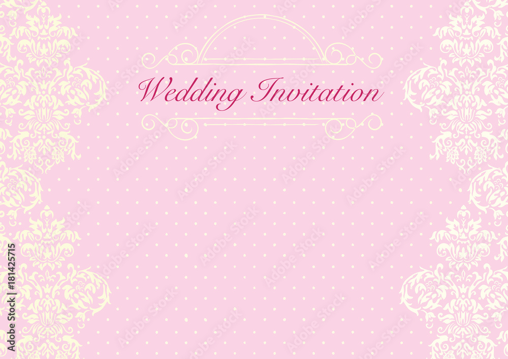 The pink wedding invitation card background template with pattern, ornament
