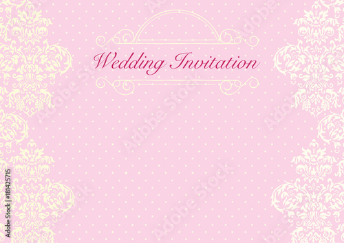 The pink wedding invitation card background template with pattern, ornament © Andy