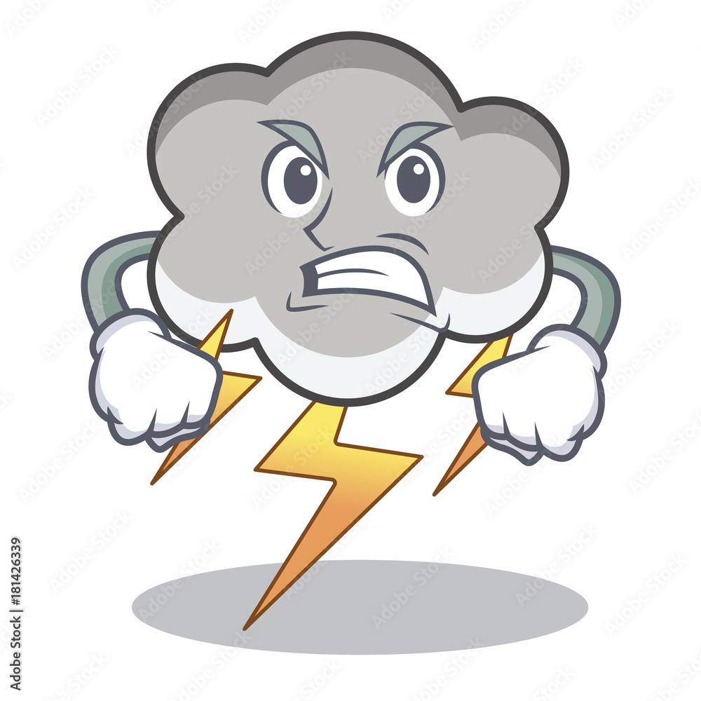 Angry thunder cloud character cartoon Stock Vector | Adobe Stock