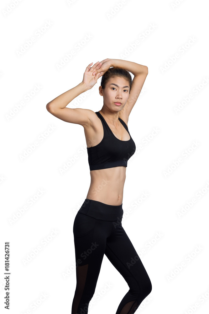 Growth portrait of fitness woman in sportswear. Growth portrait of fitness woman in sportswear.