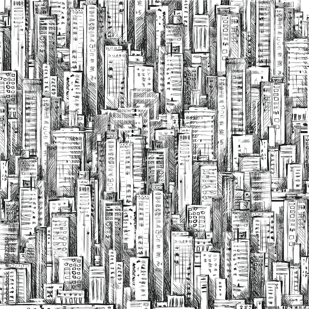 City Hand drawn background City Hand drawn background