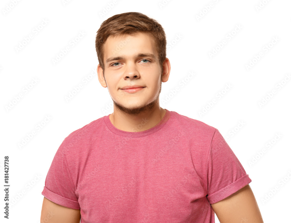 Teenager boy in casual clothes on white background Teenager boy in casual clothes on white background
