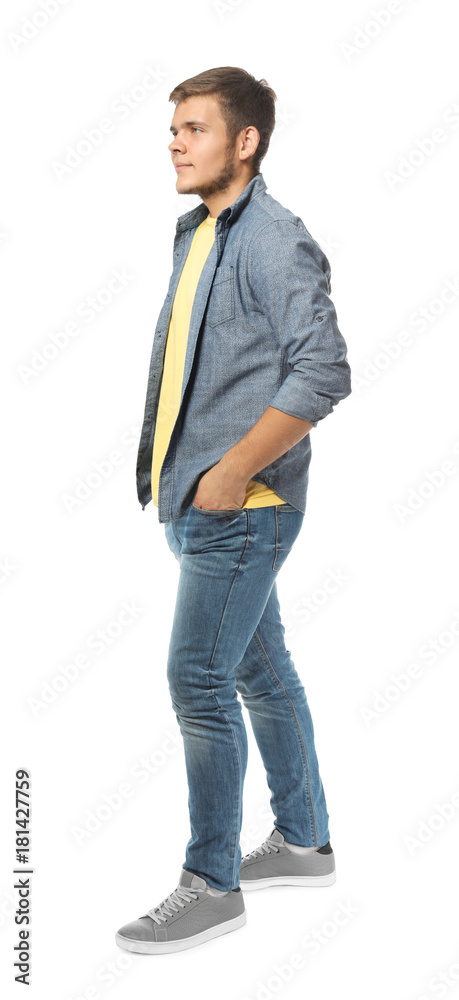 Teenager boy in casual clothes on white background Teenager boy in casual clothes on white background