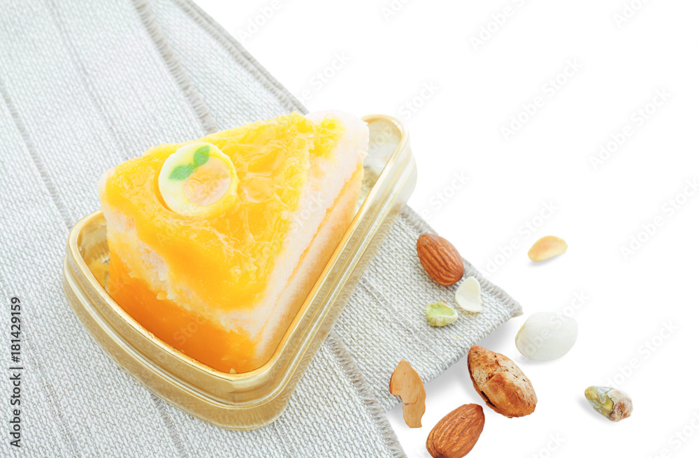 Orange cake on white background. Orange cake on white background.