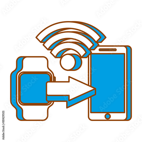 mobile payments with smart watch mobile phone concept of communication technology vector illustration