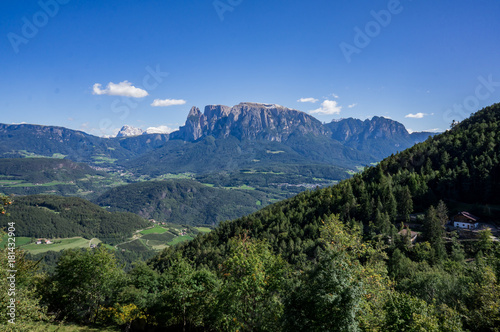 Beautiful landscape Alps mountains at summer sunny day. Soprabolzano, Oberbozen, Tirol, Italy.