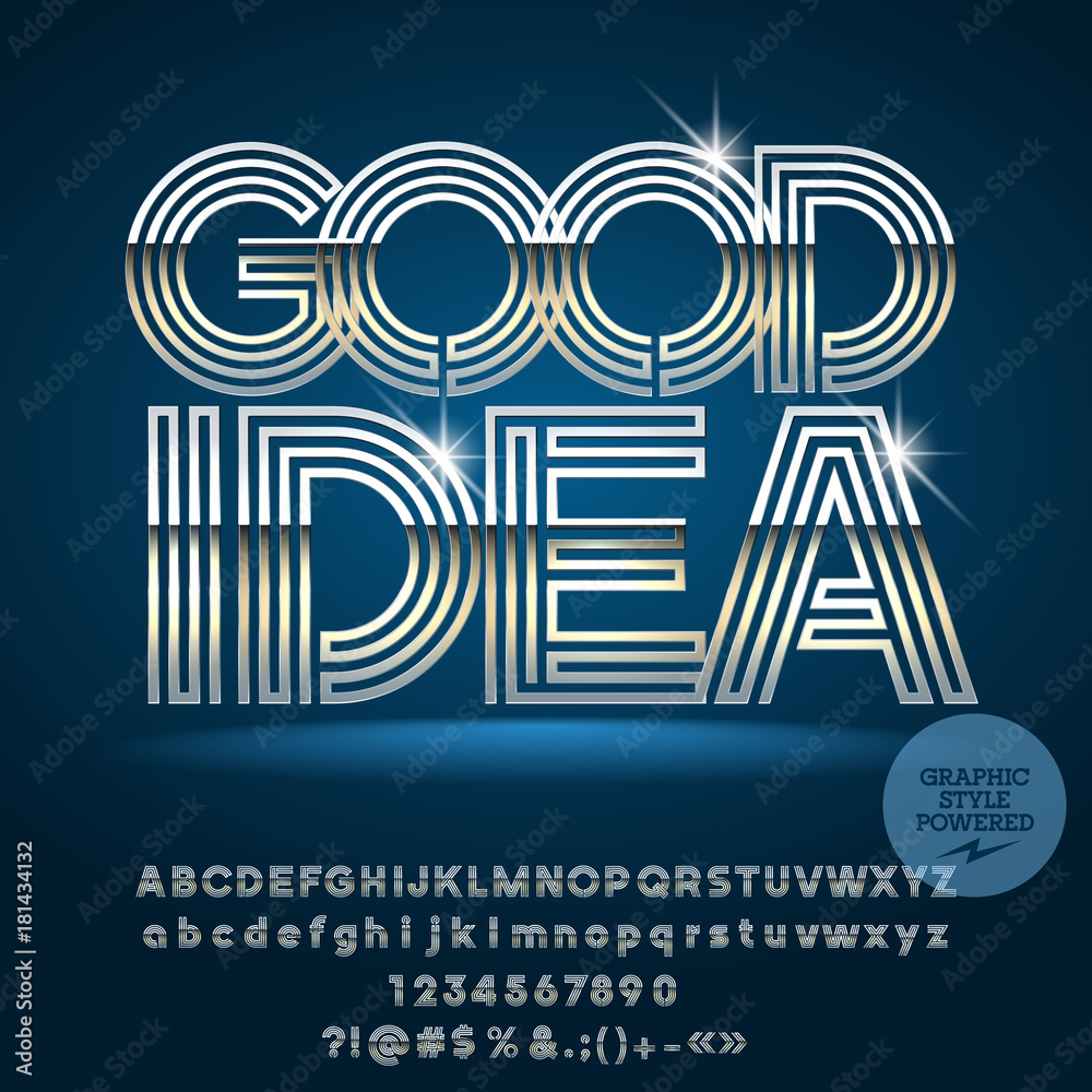 Vector set of Silver Alphabet Letters. Font contains Graphic Style. Vector icon with text Good Idea. Vector set of Silver Alphabet Letters. Font contains Graphic Style. Vector icon with text Good Idea.