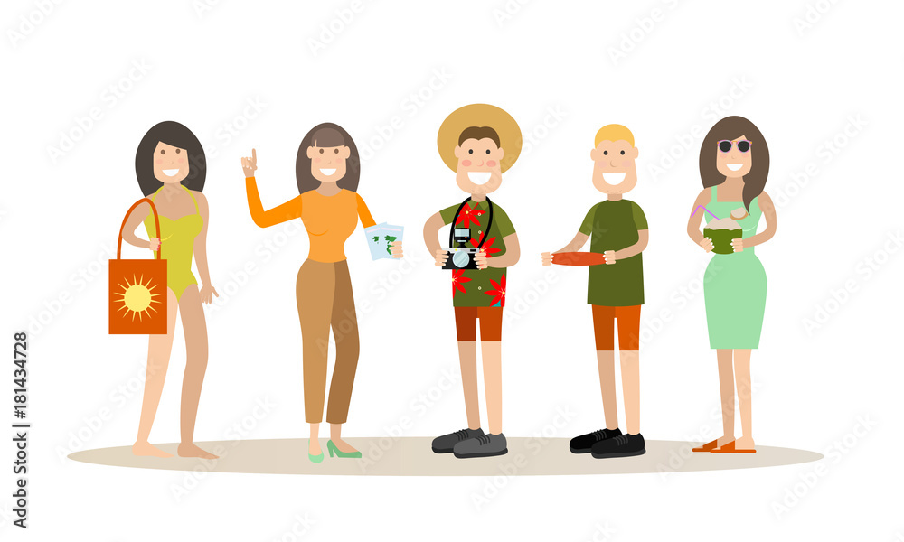 Obraz premium Summer people vector illustration in flat style